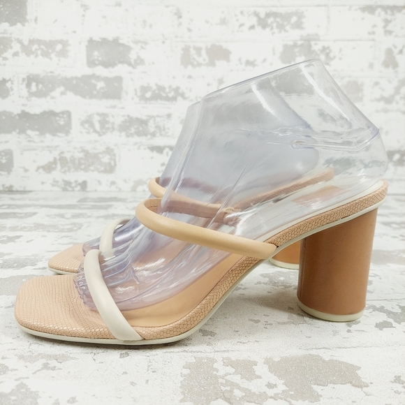 NEW Dolce Vita Cream White Leather Square Toe Heeled Sandals H1013 - Picture 1 of 13
